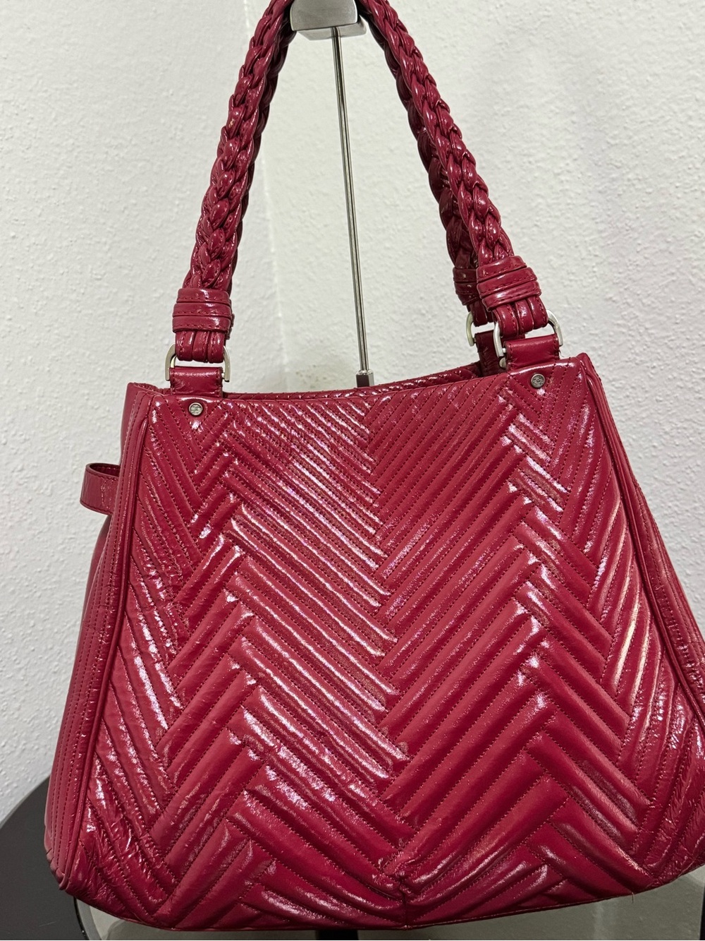 Cole Haan “Laury” Patent Quilted Shoulder tote  /Bag in Berry Pink